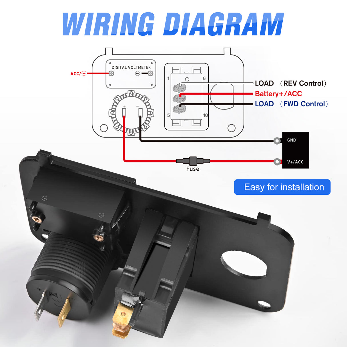 Nilight Golf Cart Key Switch Console Panel 9V-48V DC with Forward Reverse 3PIN Rocker Switches 4.8A Dual USB Quick Charger LED Digital Voltmeter for EZGO TXT PDS