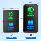 Fog Lights & Reverse Lights Dual Push Button Switch 12V ON Off Switches with Connector Wire Kit 1.28Inch x 0.87Inch Replacement for Toyota Sequoia Highlander Tacoma Tundra 4Runner RAVR Yaris