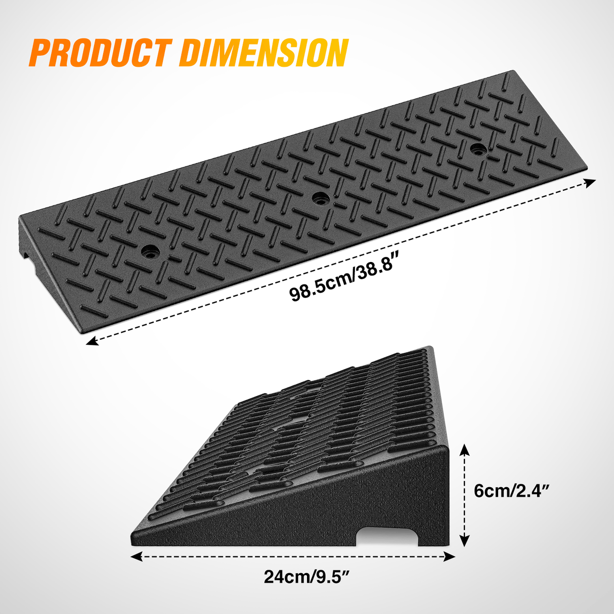 Accessories 2.4Inch Rise Curb Ramps, Heavy Duty Rubber Driveway Threshold Shed Ramp for Sidewalk Cars Lawn Mower Wheelchairs Motorcycles, 3300lbs Load Capacity