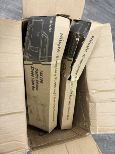 4 pcs 144 LED Strobe Traffic Advisor Light Bar Blue White with Controller 2 in 1 Automotive Emergency Warning Flashing Police Windshield Lights Bars for Cars Tow Plow Trucks Construction Vehicles (25% OFF Final Checkout)