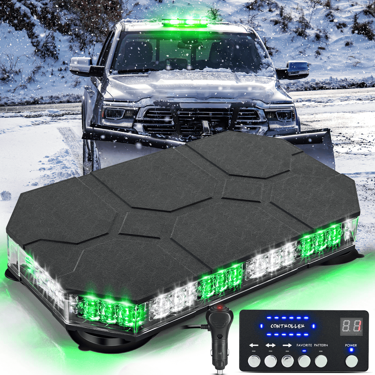 Roof Top strobe light 42 Leds Roof Top Green White Emergency Strobe Light Control Panel Magnetic Mount