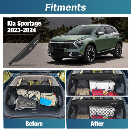 Nilight 2023 2024 2025 Kia Sportage Accessories Retractable Trunk Cargo Cover with Trunk Storage Net