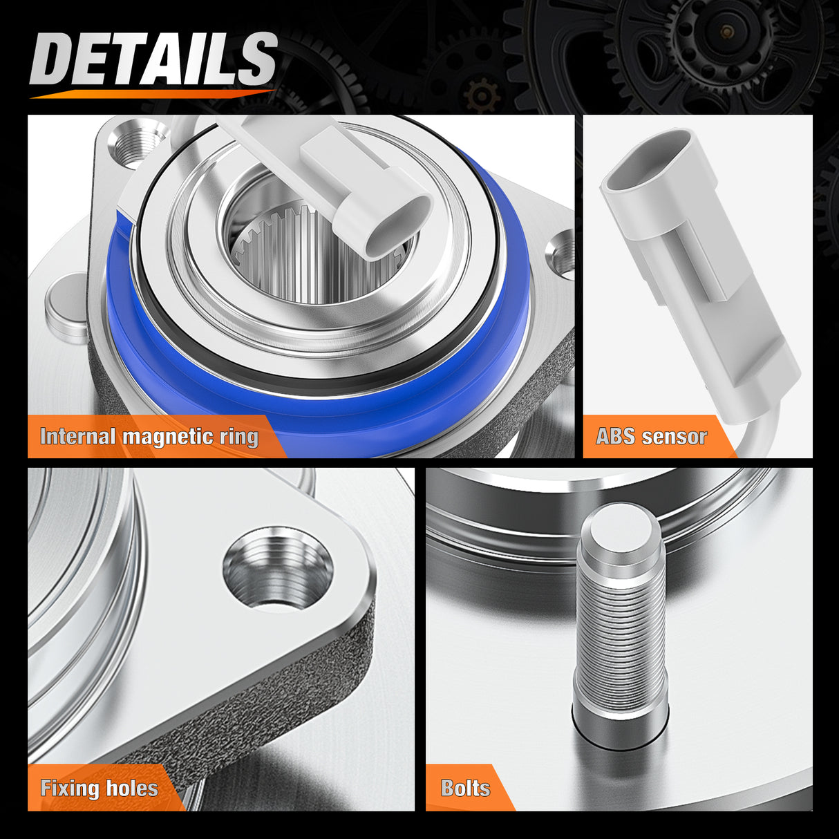 Nilight Front Wheel Hub and Bearing Assembly for Chevy Impala 2000 2002 2003 2004 2005 2006 2007-2011, Buick Lacrosse Allure 2005–2009, Cadillac DTS Eldorado, Buick Century, 5 Lug w/ABS, OEM 513121