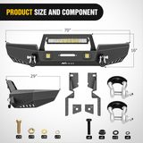 Front Bumper 1999 2000 2001 2002 2003 2004 Jeep Grand Cherokee WJ Front Bumper Winch Plate Offroad 120W Light Bar 18W Light Pods