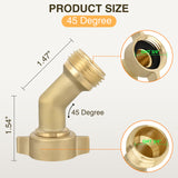 45 Degree Hose Elbow for RV Garden Water Hose Elbow Fitting 3/4Inch Brass 45° Water Hose Connector for RV Camper Trailer Outdoor Garden Hose Systems Faucet Adapter Accessories, 2-Pack
