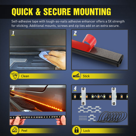 Nilight 48inch Truck LED Running Board Lights 2 PCS Side Maker Light with White Courtesy & Sequential Amber Turn Signal Lighting Strips Kit for Trucks Pickup SUV