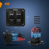 Nilight 90423B 2Gang Aluminum Laser LED Light Bar Rocker 12/24V 5Pin ON/Off Pre-Wired LED POD Lights Toggle Switch Panel with Blue LED for Marine Boat Car ATV UTV