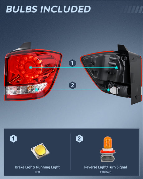 Nilight Taillight Assembly Compatible with 2011 2012 2013 2014 2015 2016 2017 2018 2019 2020 Dodge Journey Outer Tail Light Right Passenger Side