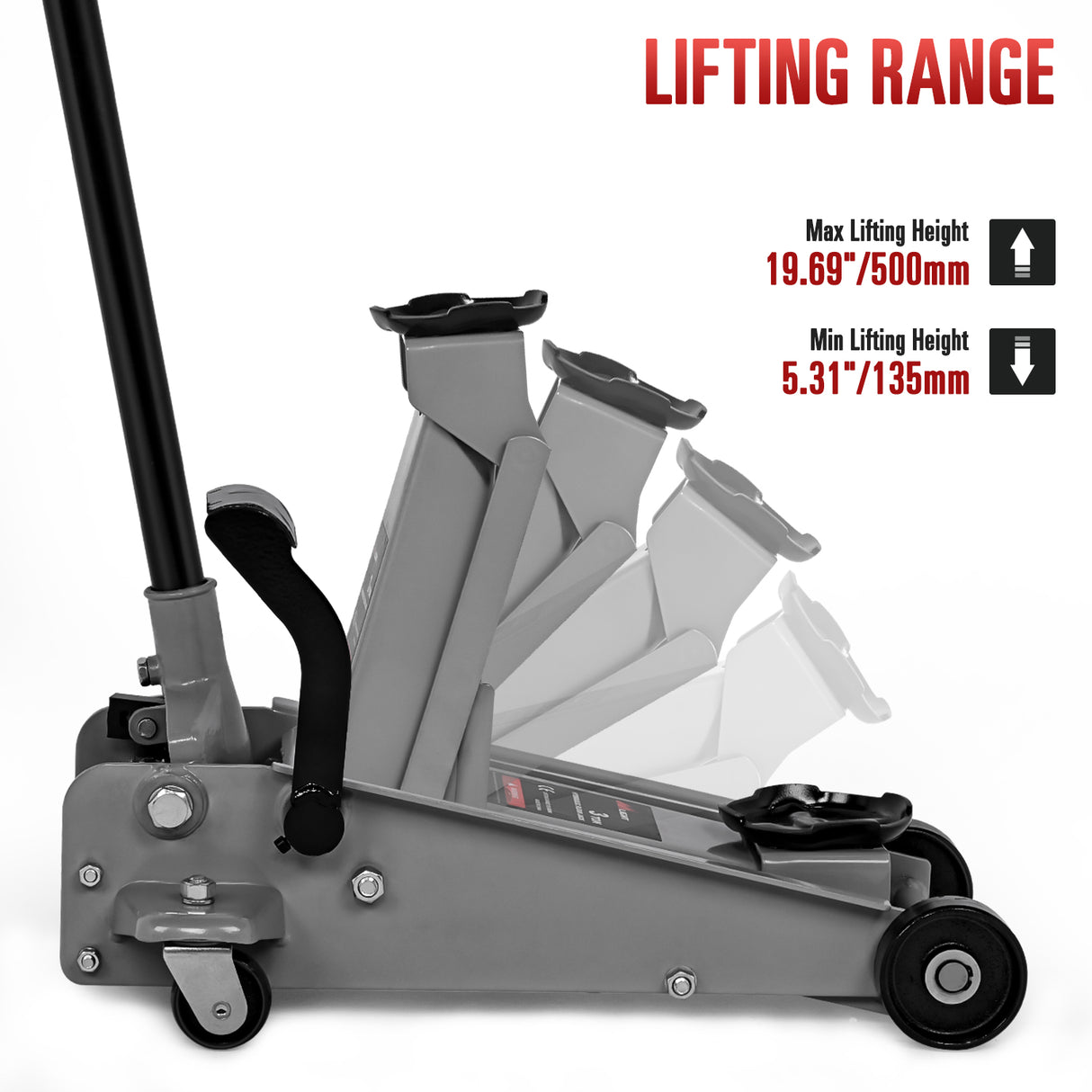 3 Ton Heavy Duty Floor Jack with Quick Lift Pump (5.3-19.69 inch Lift)