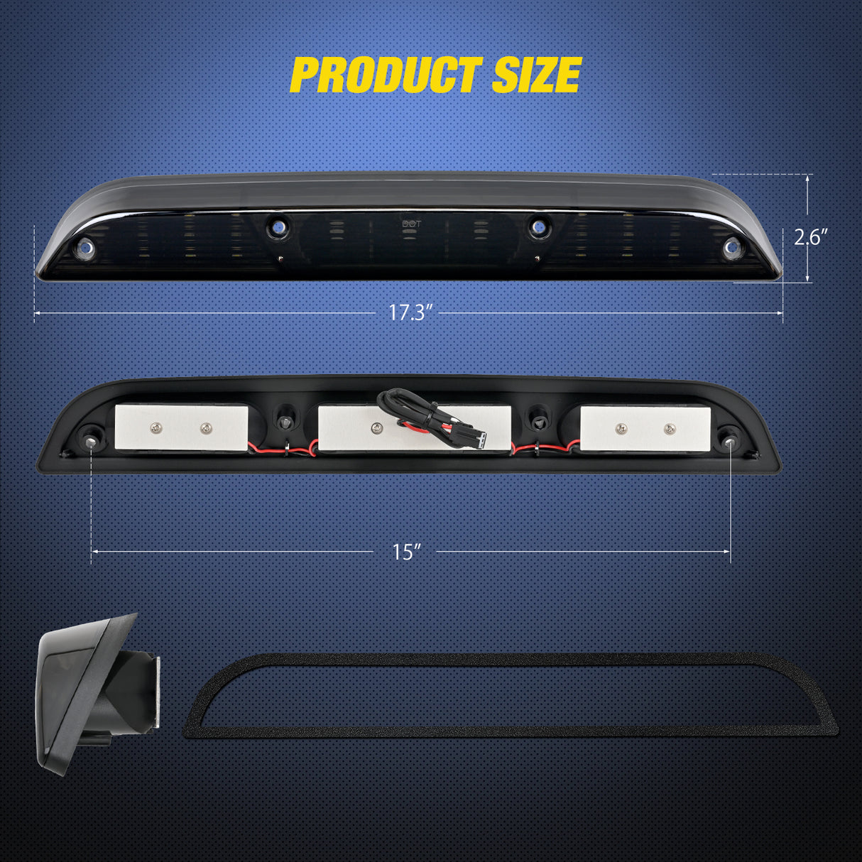 Third Brake Light Tail High Mount 3rd Stop Cargo Reverse Lights Smoked Lens Compatible with Ford F150 2015 2016 2017 2018 2019 2020 Super Duty F250 F350 2017+ Ranger 2019+ Maverick 2022+