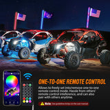 Nilight 1Pcs 3FT Spiral Antenna Bluetooth Remote App Control Led Fat Whip Light