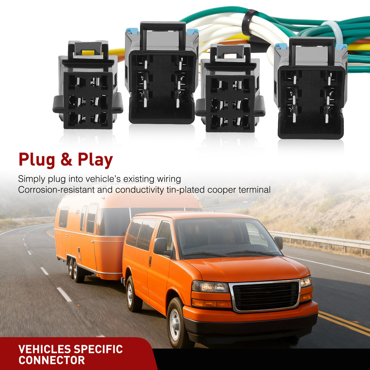 4 Pin Trailer Wiring Harness 55540 Vehicle Side Custom for 2003 2024 Chevy Express GMC Savana