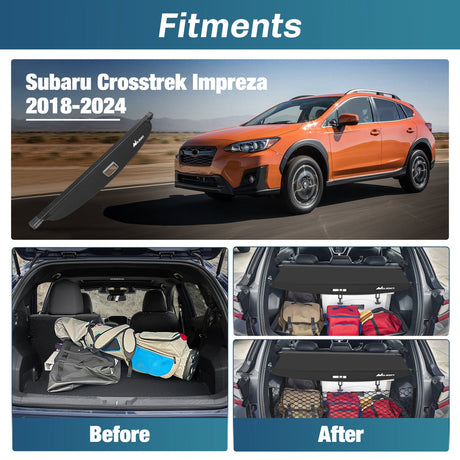 Nilight Trunk Cargo Cover for Subaru Crosstrek Impreza 2018 2019 2020 2023 2024, Retractable Security Shade Rear Cargo Cover, with Trunk Storage Net, 1-Pack
