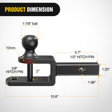 3-in-1 ATV UTV Multi Hitch Mount | 1-7/8 Inch Ball Fits 1-1/4 Inch Receiver Hitch Rated 2000 LBS Winch Strap Loop Rated 5000 LBS
