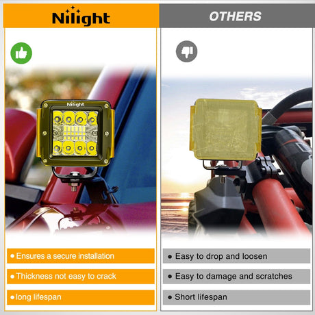 Nilight 2Pcs 3 inch Amber Cube Light Pod Cover
