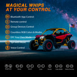 RGB Whip Light 1PC 4FT Lighted Antenna Whips with Remote & App Control DIY Chasing Patterns Brake Reverse Lights for ATV UTV Polaris RZR Can-am Dune Buggy Pickup Trucks Jeep
