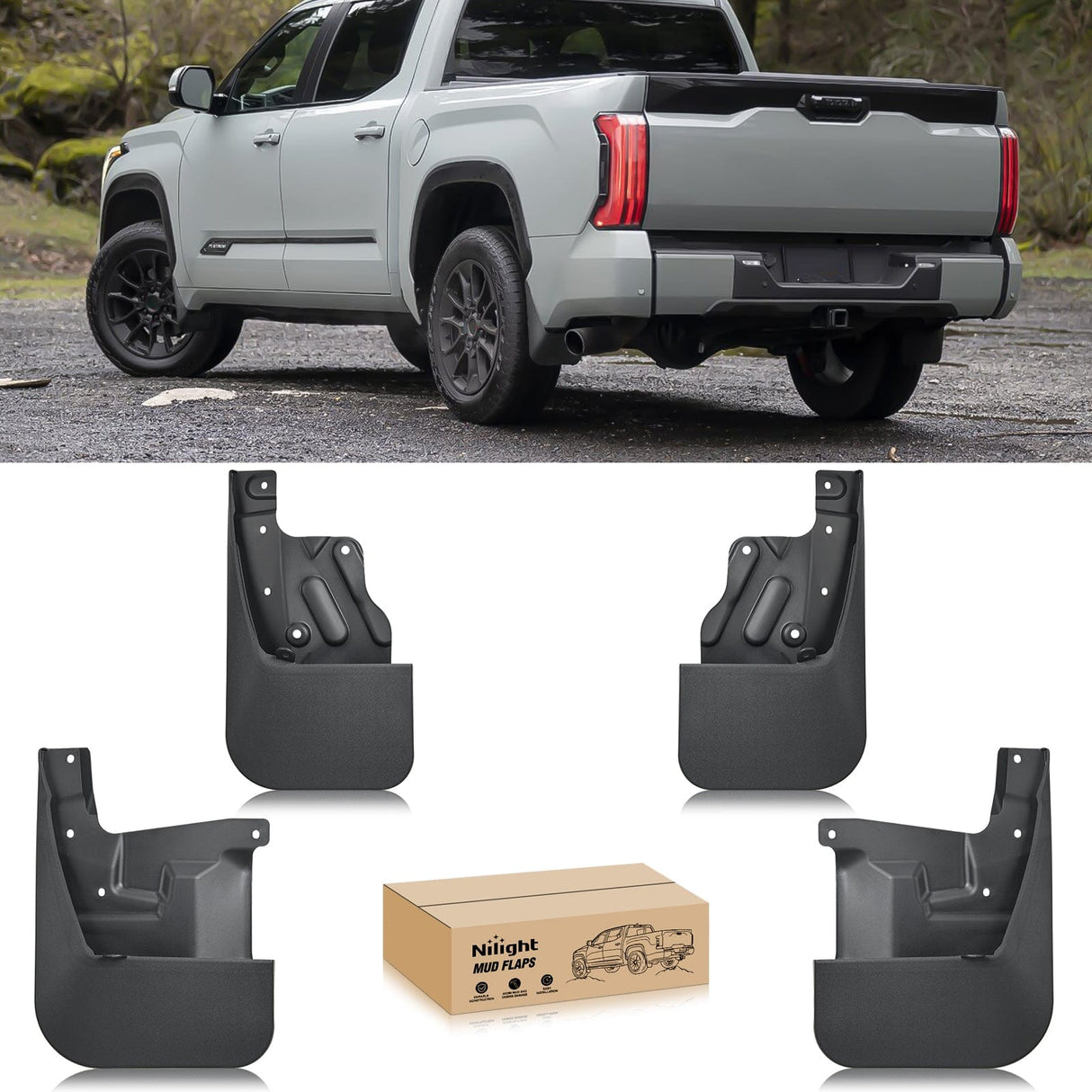Nilight Front & Rear Set Mud Flaps for Toyota Tundra 2022 2023 2024 2025