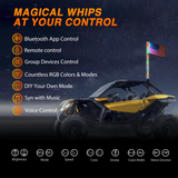 RGB Whip Light 1PC 4FT Lighted Antenna Whips with Remote & App Control DIY Chasing Patterns Brake Reverse Lights for ATV UTV Polaris RZR Can-am Dune Buggy Pickup Trucks Jeep