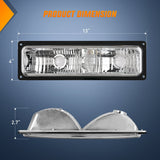 Nilight Headlight Assembly Compatible with 1988 1989 1990 1991 1992 1993 1994 1995 1996 1997 1998 Chevrolet GMC C10 C/K 1988-1999 Silverado Suburban Sierra Blazer Tahoe Yukon Black Bumper Lights