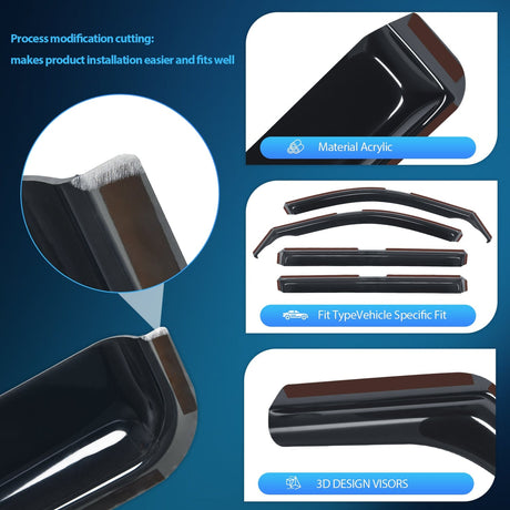 Nilight 4pcs Rain Guards For Jeep Grand Cherokee L 2021 2022 2023 2024