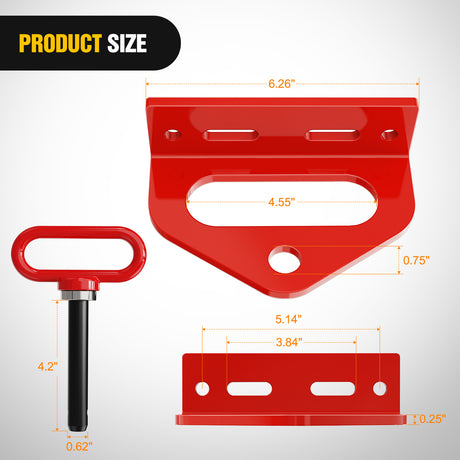 Nilight Universal Heavy Duty Zero Turn Mower Trailer Hitch Kit Strong Neodymium Magnetic Pin with 4 Bolts 1/2Inch R-Clip Combo Pack Red 6mm Thick
