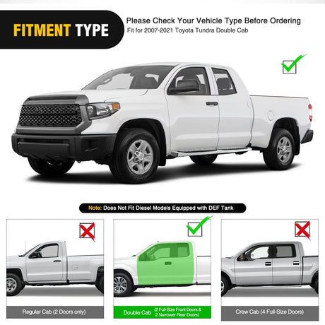 Nilight Running Boards for 2007 2008 2009 2010 2011 2012 2013 2014 2015 2016 2017 2018 2019 2020 2021 Toyota Tundra Double Cab 2 Full-Size Door & 2 Half-Size Door 6 Inch Side Step Nerf Bars Stainless Steel