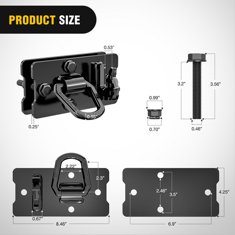 Nilight 2PCS Tractor Bucket Hooks with Tie Down Ring, Bolt-On Grab Hook with Back Plates Compatible with Trailer RV UTV Truck, Grade 70 Grade Forged Steel Max 15000 lbs, Black