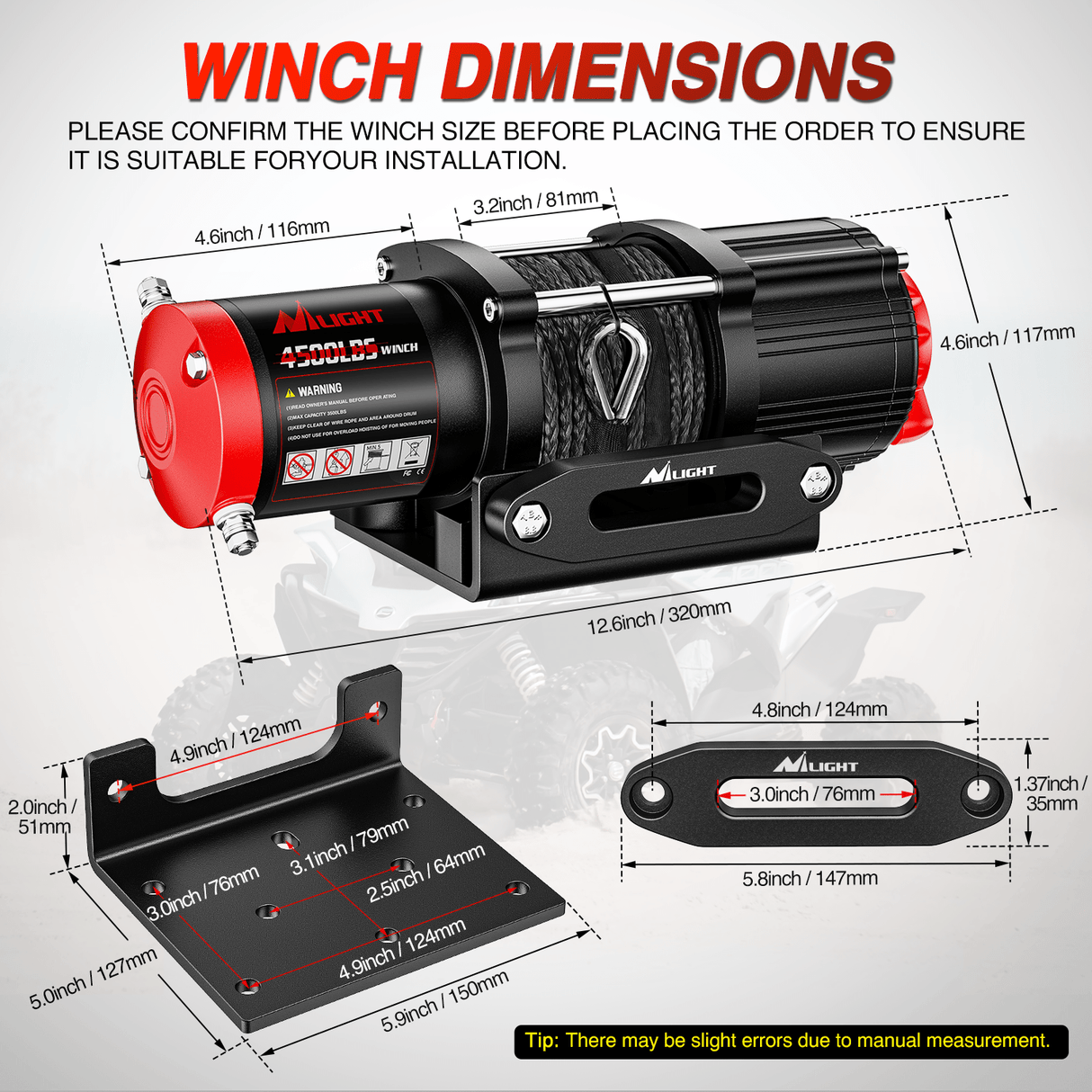 winch hook 4500 lb ATV/UTV Electric Winch Kit With Synthetic Winch Rope