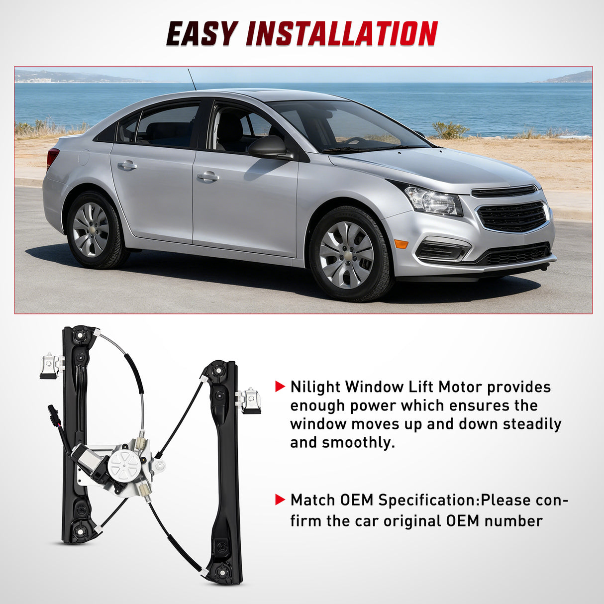 751-739 Power Window Regulator with Motor for Front Driver Side Compatible with Chevy Cruze 2012 2013 2014 2015 2016 Chevy Cruze Limited Front Left Side