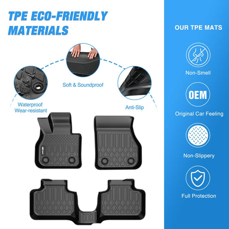 Nilight 2017 2018 2019 2020 2021 2022 2023 2024 TPE Floor Mats for Mini Countryman F60 (Not for Manual Transmission) All Weather Custom Fit Heavy Duty Floor Liners