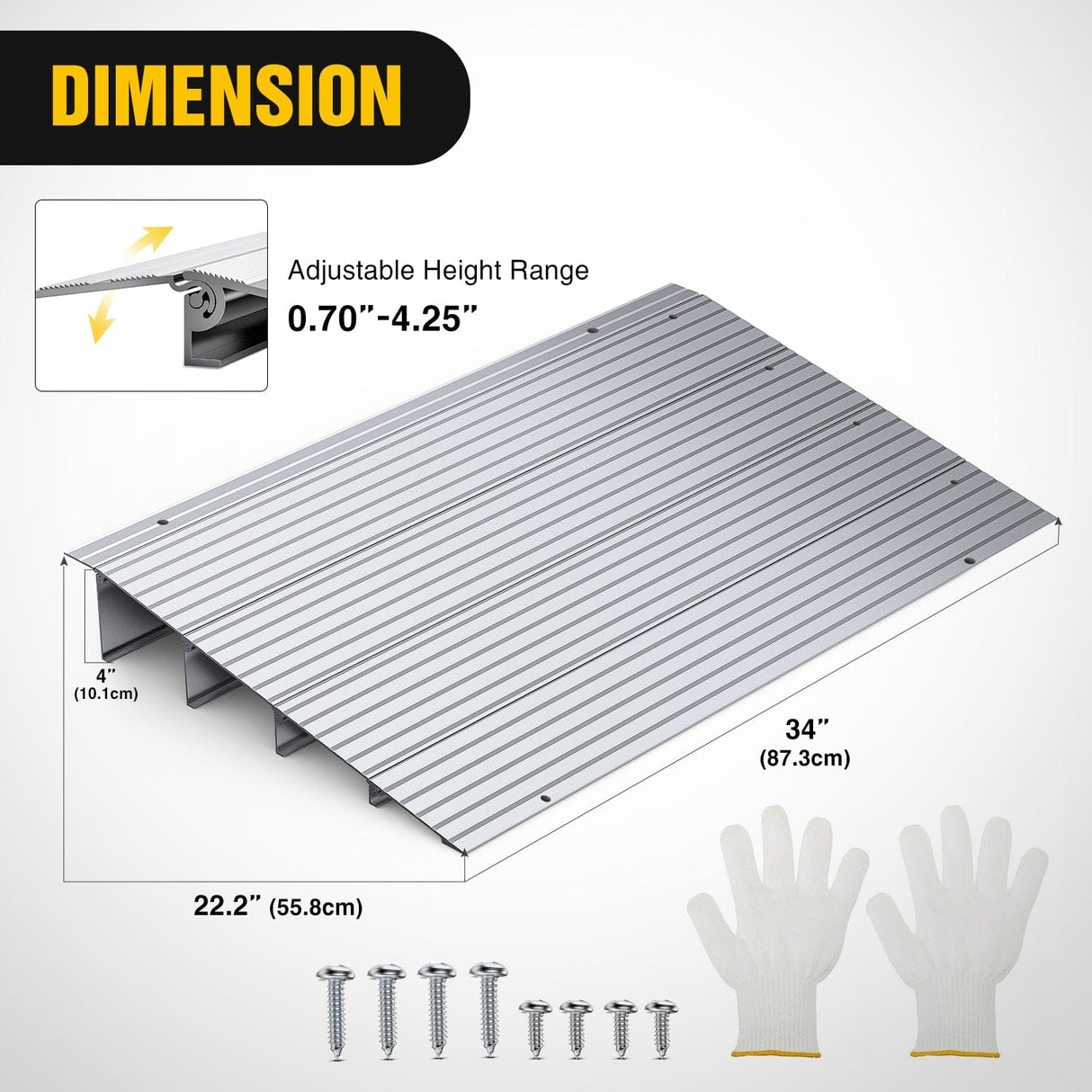 Door Threshold Ramp, 4" Rise Portable Aluminum
