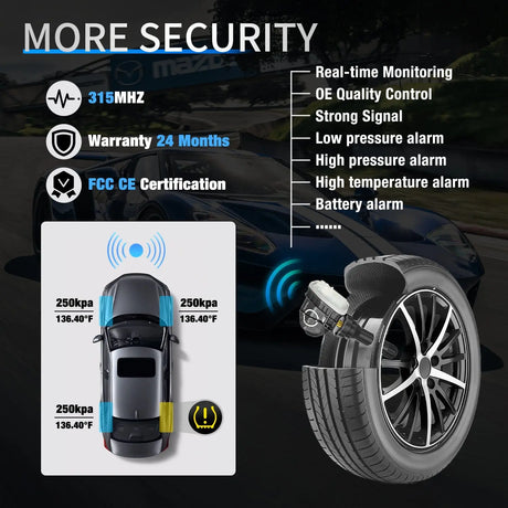 inflator 2015 2016 2017 2018 2019 2020 2021 2022 2023 Ford F150 Edge Mustang Bronco Transit 2017-2023 Lincoln MKC MKX Navigator 315Mhz Tire Pressure Monitor Sensor