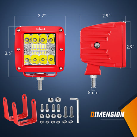 Nilight LED Light Pods 2PCS 42W 3 Inch Triple Row Spot Flood Combo Cubes with Wiring Harness Kit for Driving Backup Reverse Lighting on Off-Road Truck SUV ATV UTV
