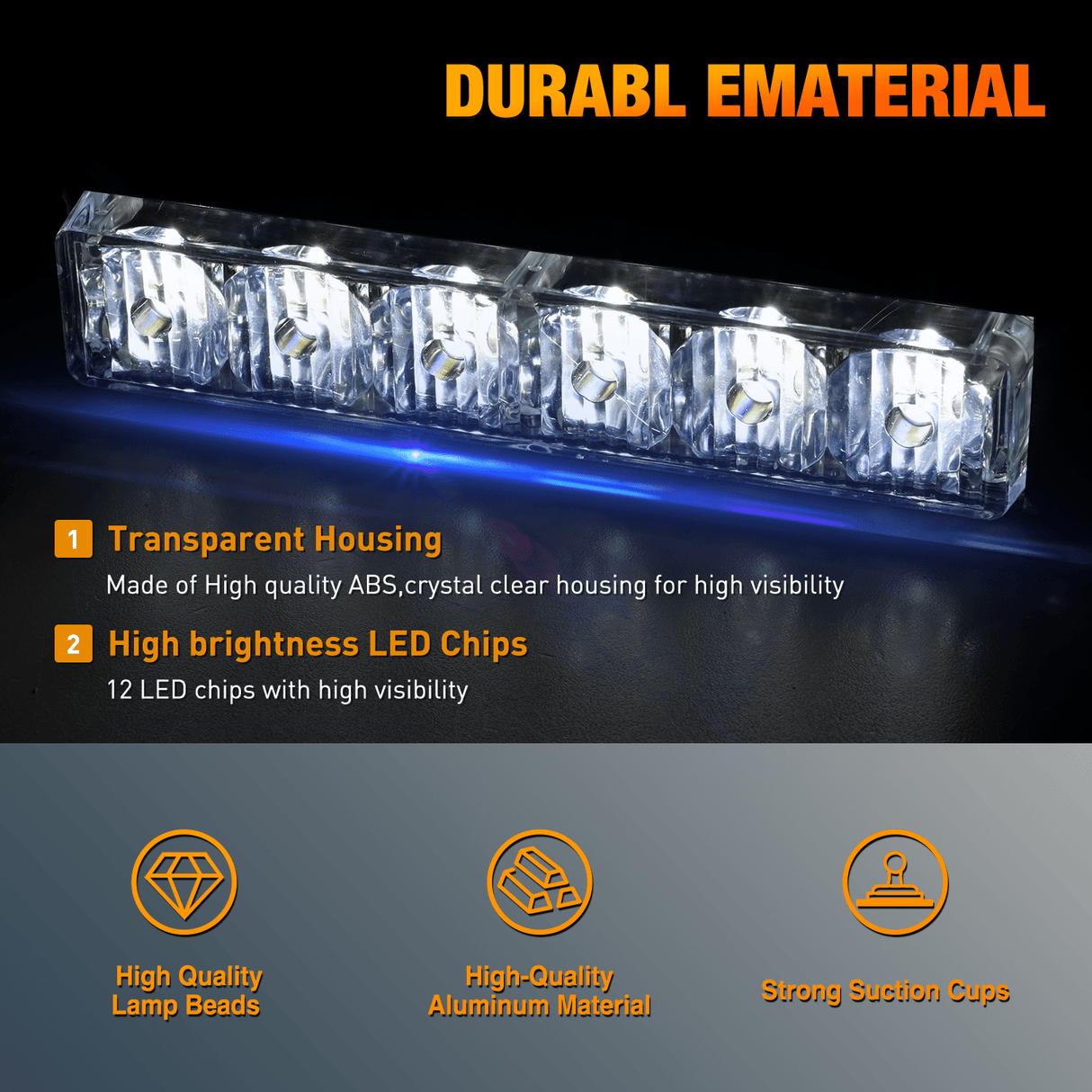 Nilight 12LED Emergency Strobe Traffic Advisor Light Bar 2 in 1 White Dash Warning Safety Flashing Lights Front/Rear Windshield Construction Lights for Trucks Cars Plow Police Firefighter Vehicles