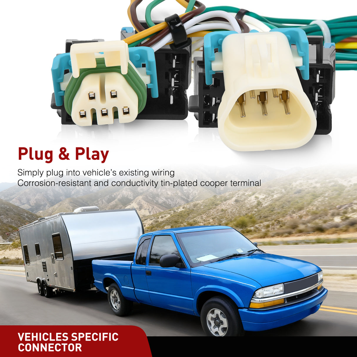 4 Pin Trailer Wiring Harness 55359 Vehicle Side Custom for 1998 1999 2000 2001 2002 2003 2004 Chevrolet S10 GMC Sonoma Isuzu Hombre Trailer Light Harness Tow Hitch Wiring