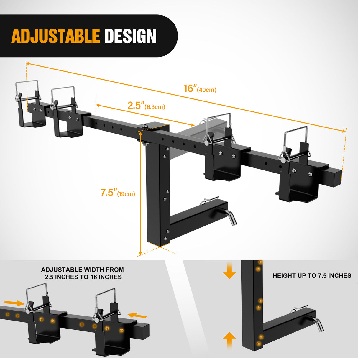 Tow Hooks & Truck Tie Downs & Anchors Dual Trash Can Hauler Hitch Adjustable Height Garbage Can Towing Hitch Carrier Double Trash Can Transporter Trailer Hitch for Truck SUV ATV UTV Golf Cart Lawn Tractor with 2 Inch Receiver