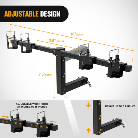 Tow Hooks & Truck Tie Downs & Anchors Dual Trash Can Hauler Hitch Adjustable Height Garbage Can Towing Hitch Carrier Double Trash Can Transporter Trailer Hitch for Truck SUV ATV UTV Golf Cart Lawn Tractor with 2 Inch Receiver