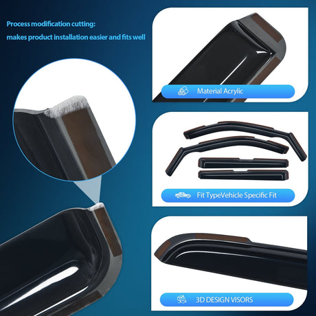 Nilight 4pcs Durable in Channel Rain Guards for Chevy Suburban 2021-2025