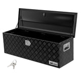 Truck Bed Toolboxes 44 Inch Truck Tool Box Heavy Duty Aluminum Stripes Plated Pick Up Truck Bed Toolboxes 44 Inchx15 Inchx15 Inch Waterproof Storage Organizer for Bed of Truck RV Trailer with Side Handle Lock Keys, Black