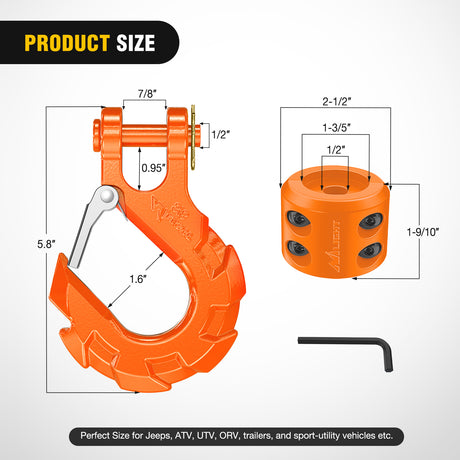 winch hook 3/8 inch Grade 70 Winch Hook Orange