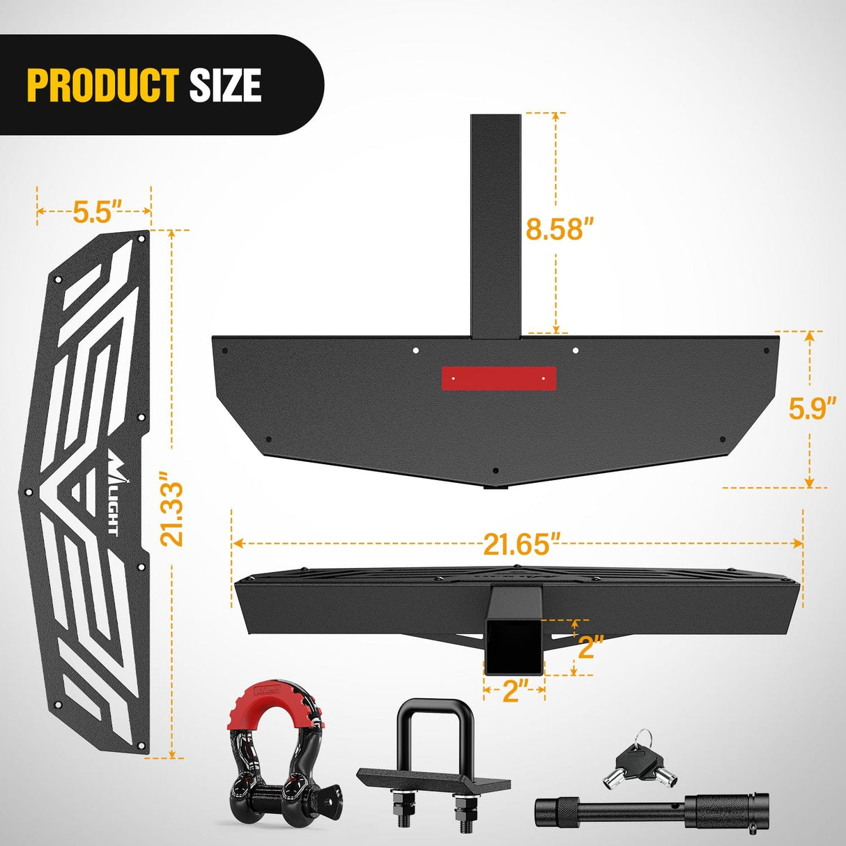 Trailer Hitch Hitch Step 2 Inch Receiver Universal Trailer Hitch Step Armor with Anti-Theft D-Ring Shackle Hitch Lock Stabilizer Anti-Slip Design Rear Bumper Guard for Pickups Trucks Vans SUVs ATVs