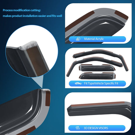 2004- 2014 Ford F150 Rain Guards Acrylic 4Pcs Nilight