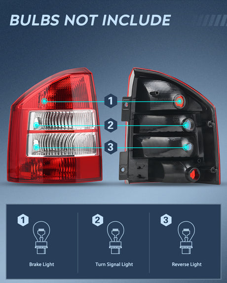 Nilight Taillight Assembly Compatible with 2007 2008 2009 2010 Jeep Compass Tail Light OE Style Rear Lamp Replacement Driver and Passenger Side