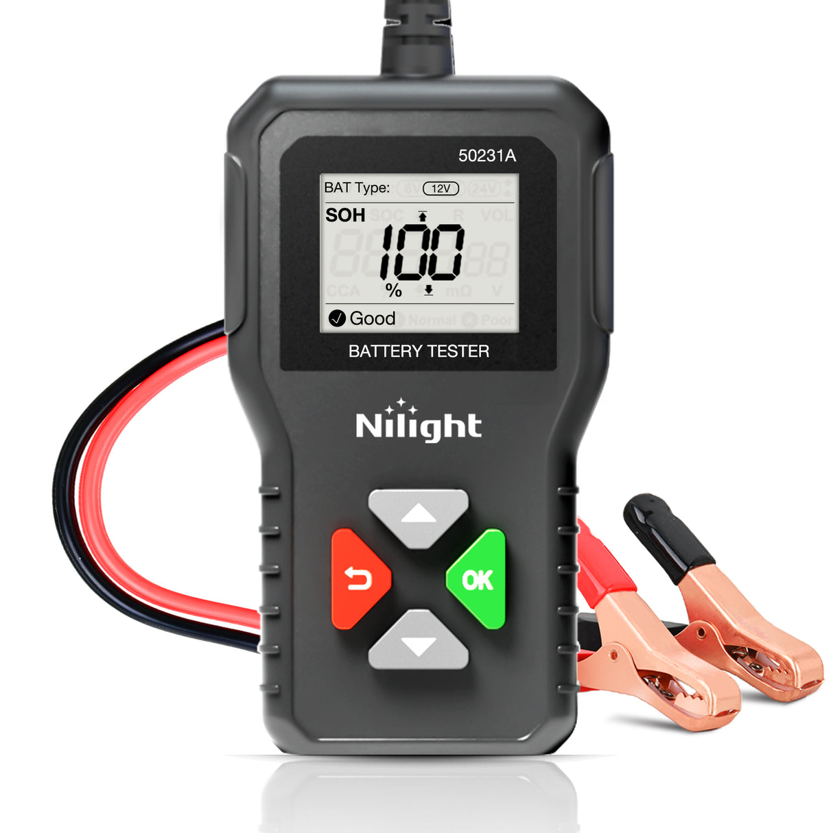 Nilight Car Battery Tester 6V 12V 24V Accurate Digital Auto Analyzer 100-2000 CCA Voltage SOH SOC Internal Resistance Test for Cars Trucks SUV ATV Boats Motorcycles Vehicle