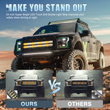 Nilight 2PCS 24 inch Truck Grill Strobe Lights Strip 384 LED Emergency Light Amber White Flexible Side Flashing Warning Caution Safety Waterproof Lighting Kit for Trucks Tow Plow Construction Vehicles