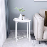 Side Table, End Table Metal Small Table Indoor Outdoor & Snack Bedside Table Sofa Side Snack Table Accent Coffee Table Living Room Bedroom Balcony 1 Layer (White)