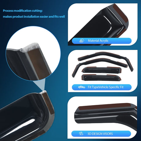 Nilight 4pcs Rain Guards for Rain Guards for Ford F150 Raptor 2015-2020 Super Cab, F250 F350 F450 F550 Super Duty 2017-2023 Super Cab
