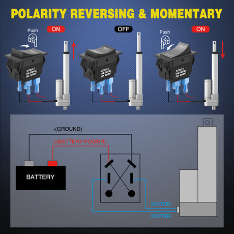 Nilight RET EXT Reverse Polarity Toggle Switches 2PCS On Off On DPDT 3 Position 12VDC Motor Control Power Jack Leveling Momentary DPDT 4Pin 20A Switch w/Jumper Wire for Tongue