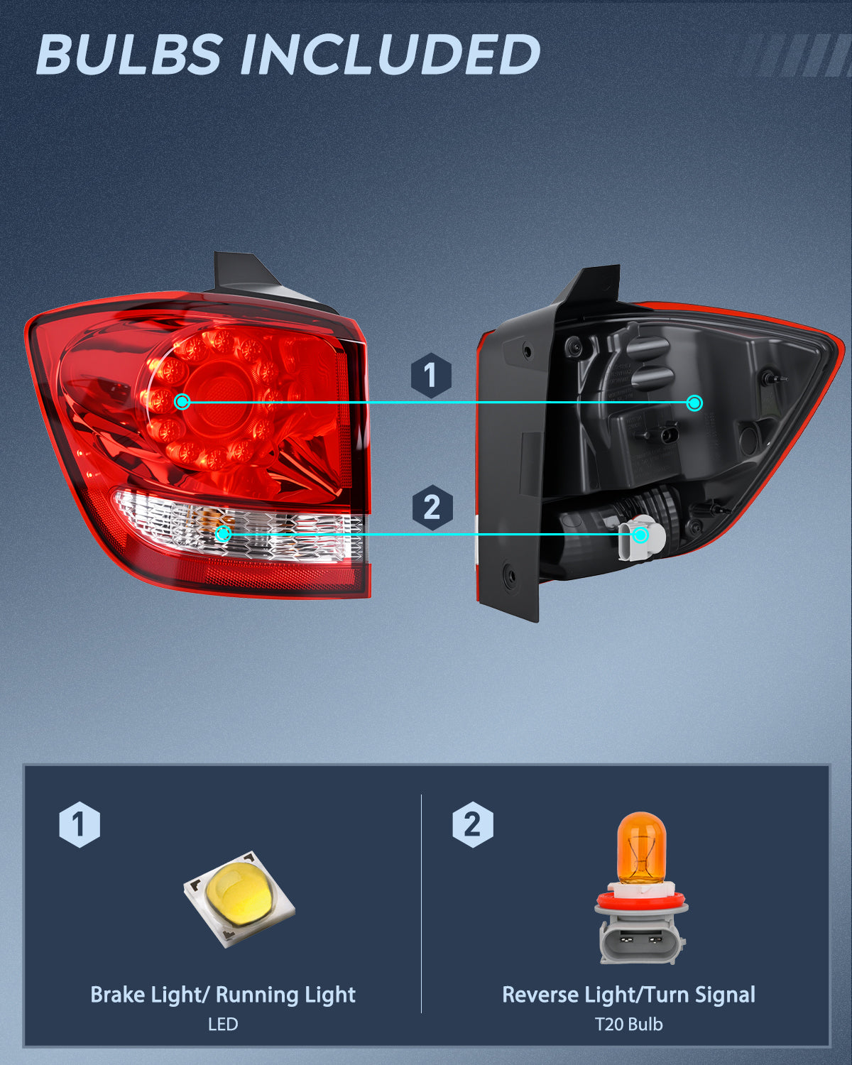 Nilight Taillight Assembly Compatible with 2011 2012 2013 2014 2015 2016 2017 2018 2019 2020 Dodge Journey Outer Tail Light Left Drive Side