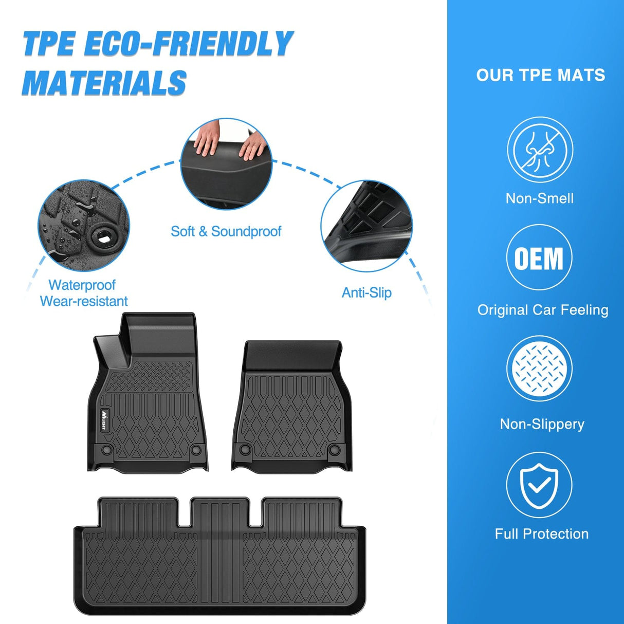 Nilight 2021 2022 2023 2024 2025 Tesla Model S & Plaid TPE All Weather Custom Fit Heavy Duty Floor Liners